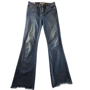 Sam Edelman The Stiletto Boot High Rise Bootcut Jeans Dark Wash Raw Hem 29